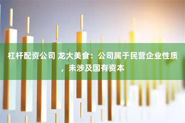 杠杆配资公司 龙大美食：公司属于民营企业性质，未涉及国有资本